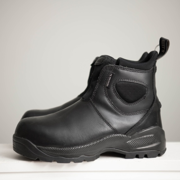 511 Steel Toe Tactical Black Leather Boots Oil/Slip Resistant M7 / W8.5 Pull On - Picture 4 of 8